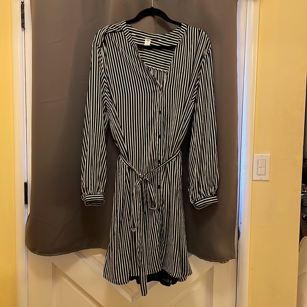 Silky striped black and white midi dress from Old Navy